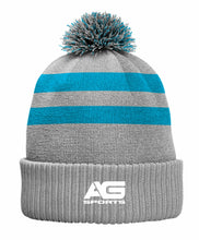 Load image into Gallery viewer, Bobble Hat Grey/Blue
